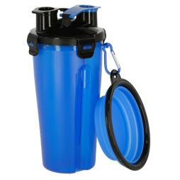 Cestovní kelímek na vodu a krmivo pro psy, 2 x 350 ml, modrý
